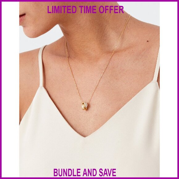 14K Gold Plated CZ Dainty Pendant Necklace 15.35\
